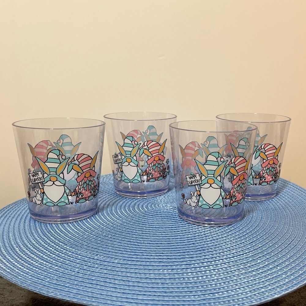 Easter Gnome Acrylic Cups set of 4 NWT
